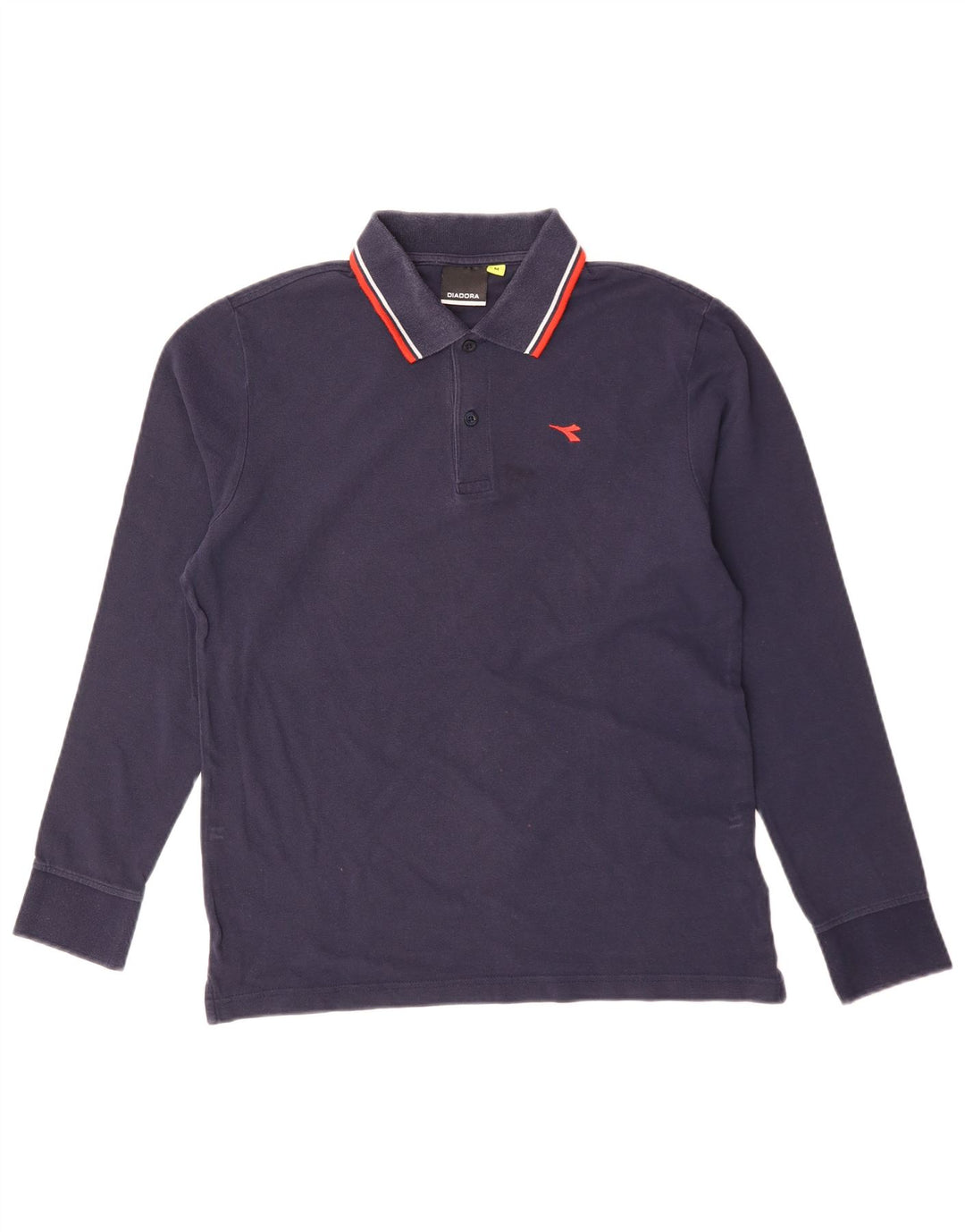 Diadora Polo à Manches Longues Homme Bleu Marine Moyen Coton