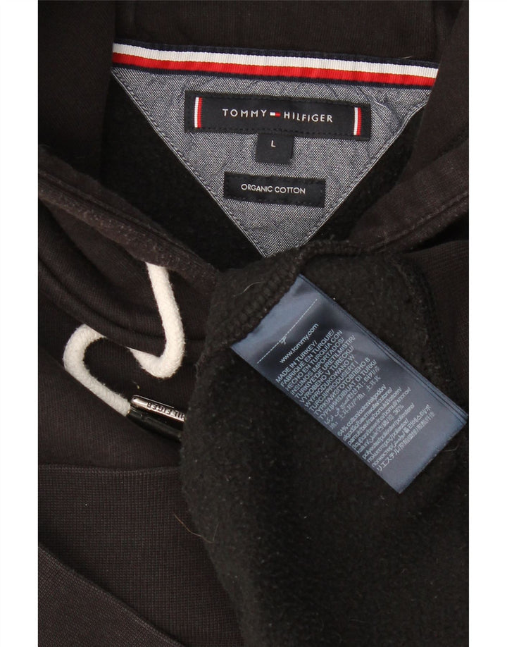 TOMMY HILFIGER Pull à capuche graphique pour homme Grand coton noir