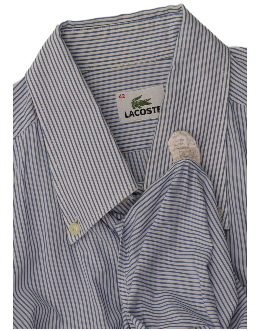 LACOSTE Chemise homme Taille 42 Grand coton à fines rayures bleues