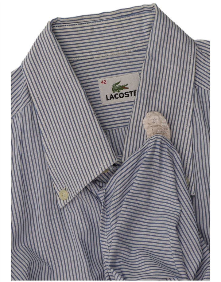 LACOSTE Chemise homme Taille 42 Grand coton à fines rayures bleues