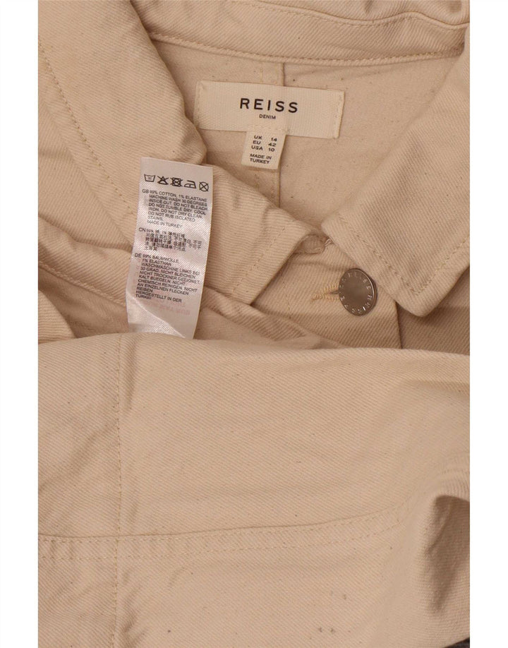 Reiss Veste utilitaire en jean pour femme UK 14 Medium Off White Coton