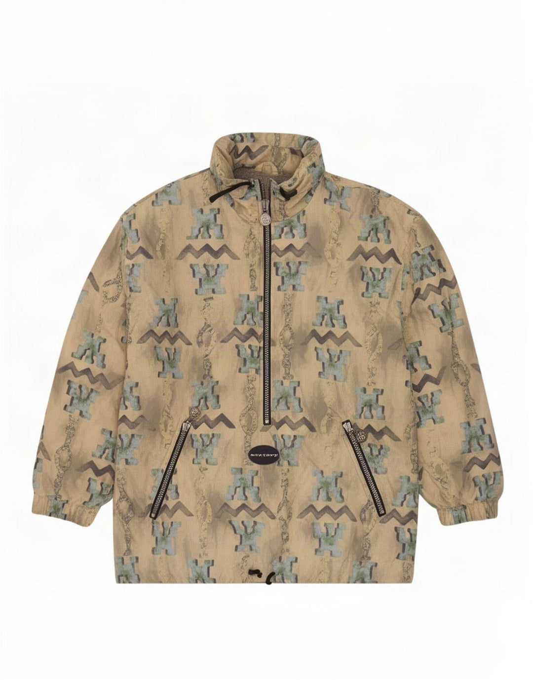 Exxtasy Veste Anorak Coupe Ample à Motif Abstrait pour Homme UK 36 Petit Blanc Cassé