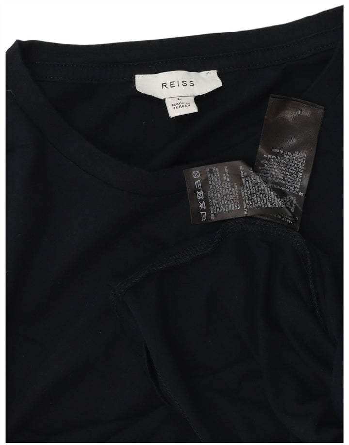 Reiss Homme T-Shirt Top Large Bleu Marine Coton