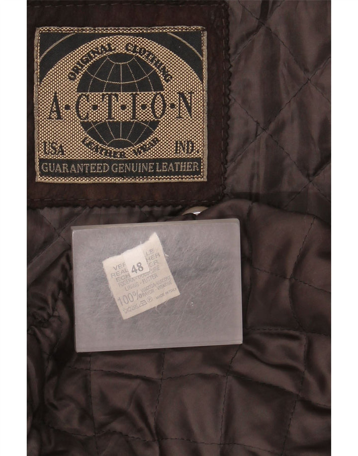Veste en cuir homme vintage IT 48 Cuir marron moyen