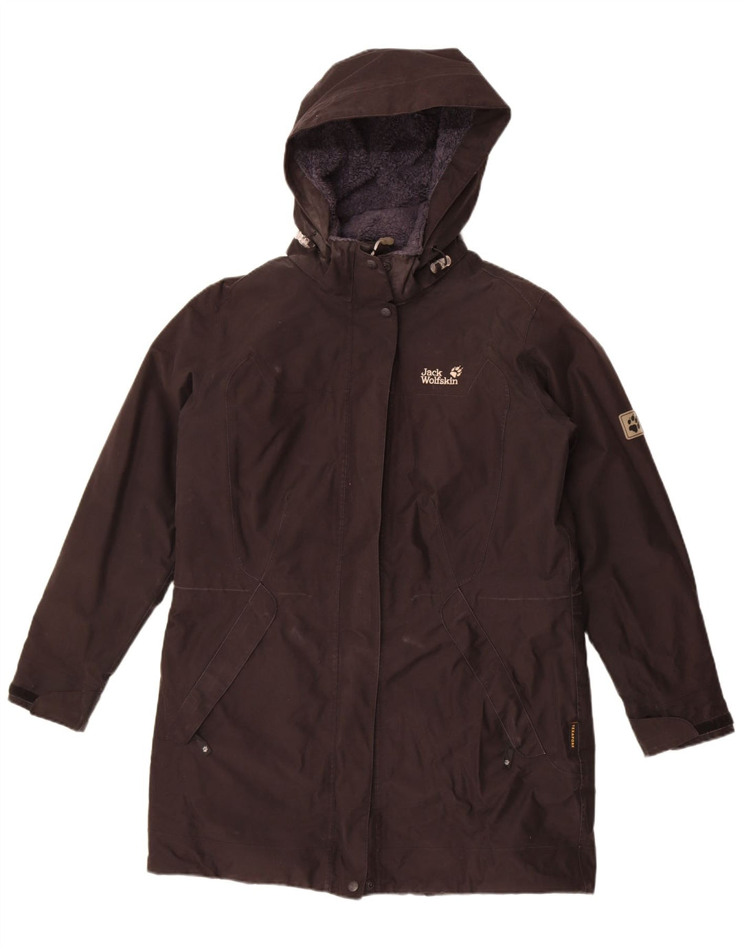 Jack Wolfskin Manteau coupe-vent à capuche pour femme UK 16 Large Noir Polyester