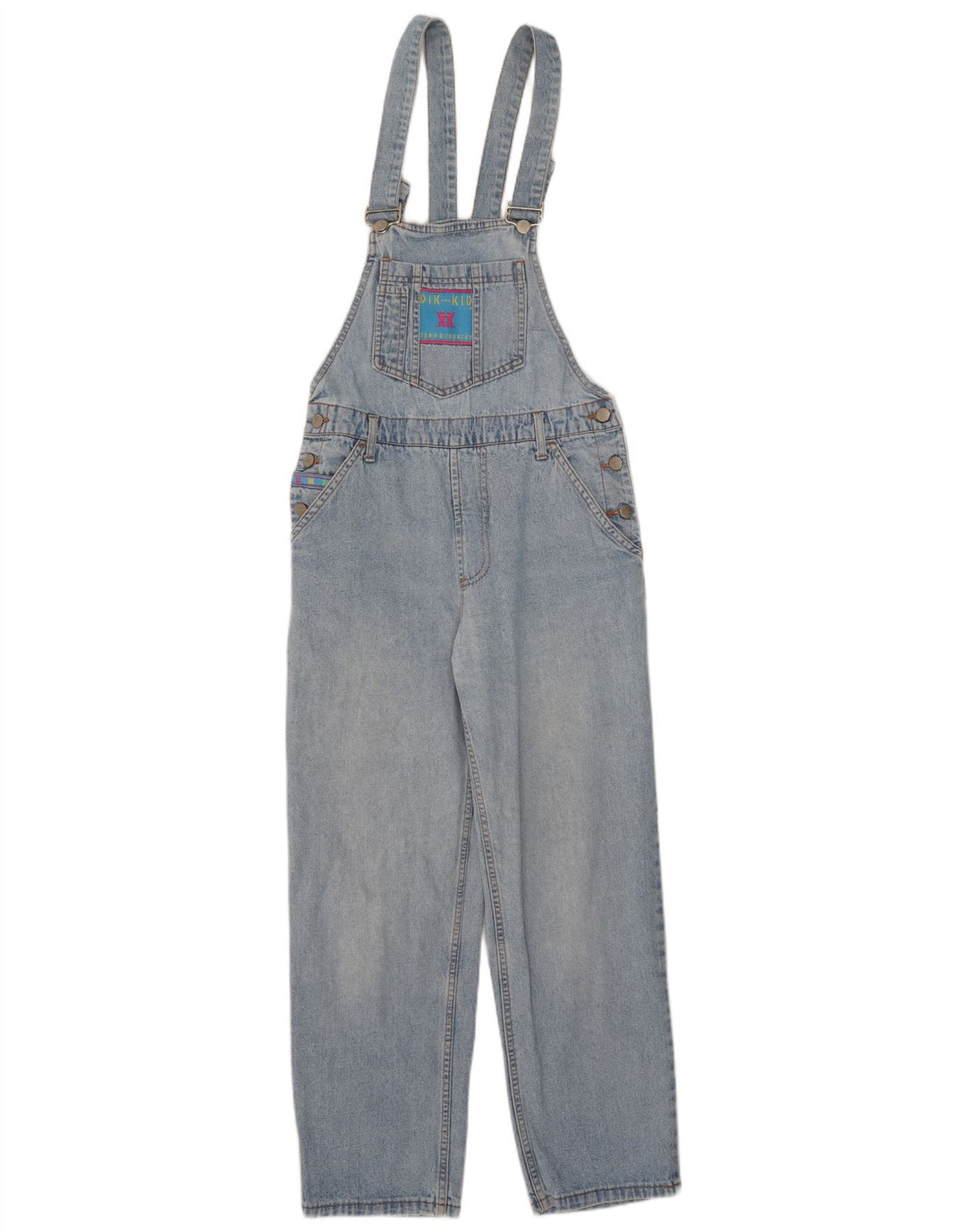 Vintage Femme Graphique Dungarees Straight Jeans EU 38 Coton Bleu Moyen