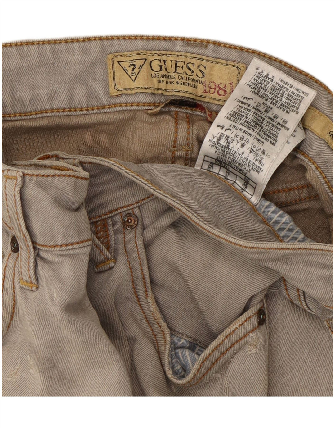 GUESS Jean skinny effet vieilli W32 L32 gris coton