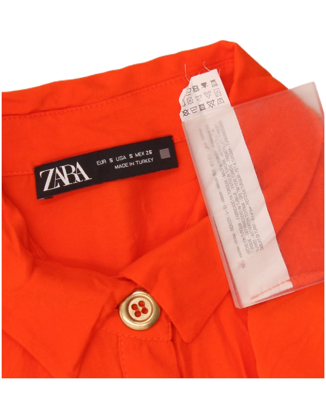 Zara Robe chemise pull pour femme UK 10 Petite Viscose Orange