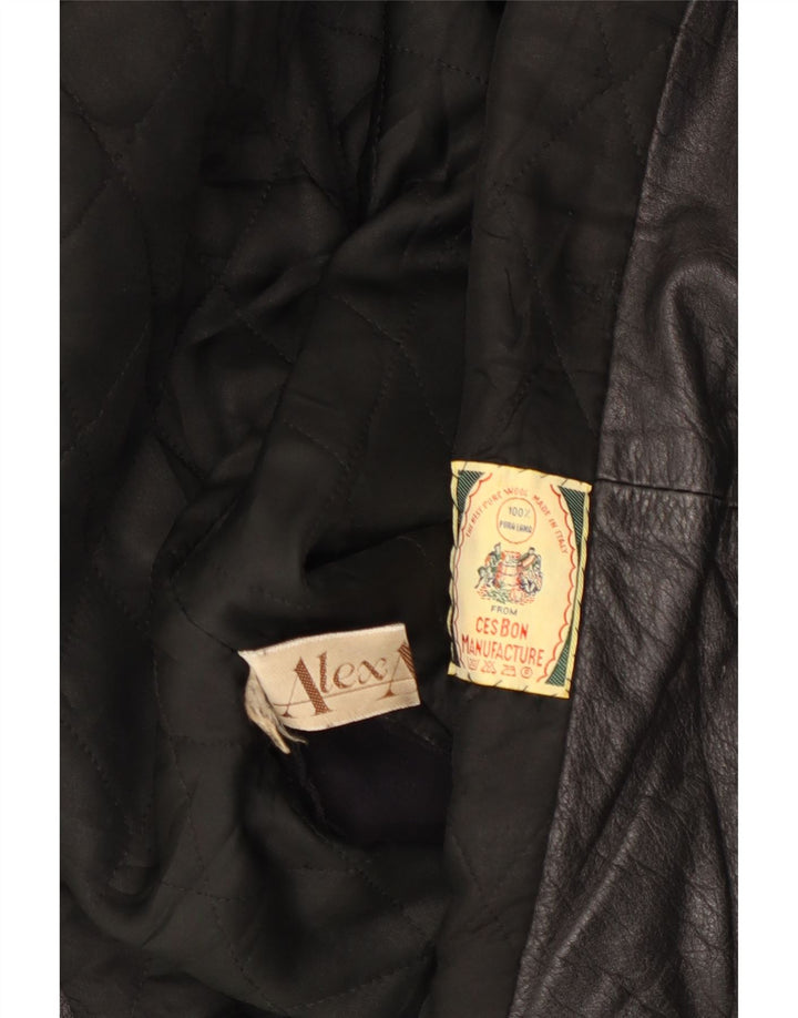 Veste en cuir surdimensionnée femme vintage UK 18 XL Cuir Noir