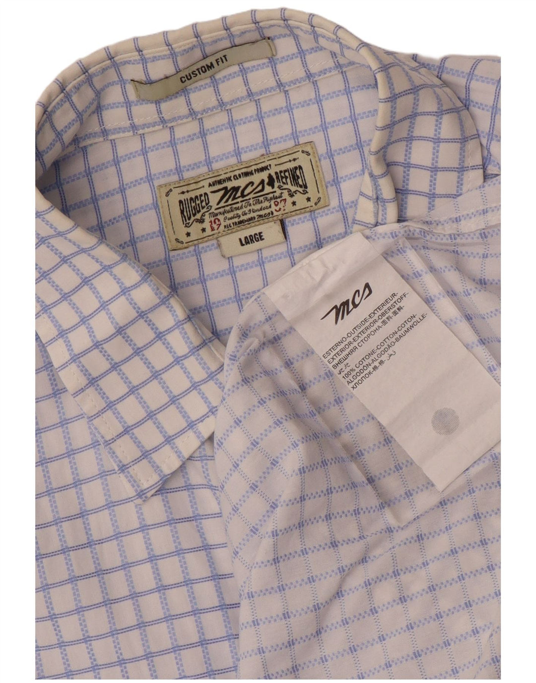 Marlboro Classics Chemise sur mesure pour homme en coton à grands carreaux bleus