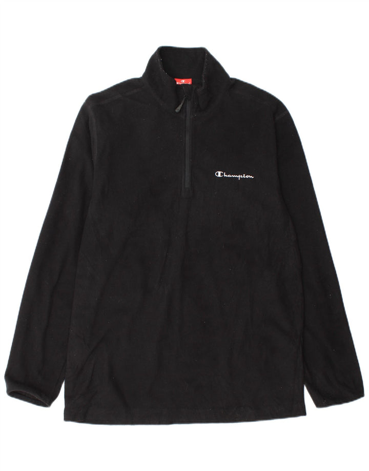 CHAMPION Pull polaire à col zippé pour homme, grand, noir, polyester