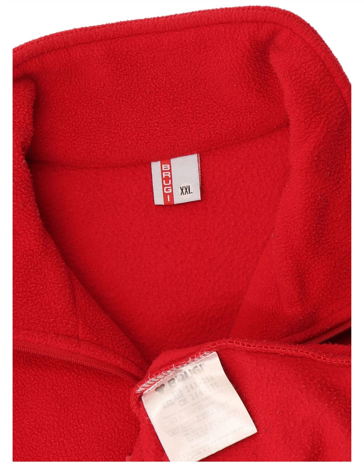 Brugi Pull polaire graphique à col zippé pour femme 2XL Rouge Polyester