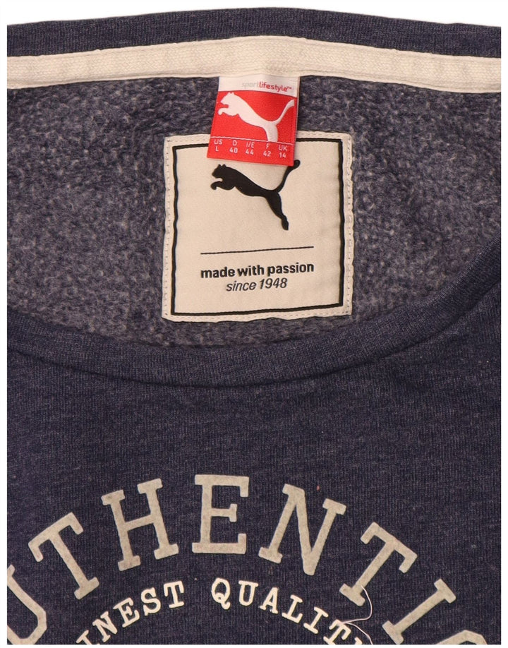 Puma Sweat-shirt graphique pour femme UK 14 Large Bleu marine