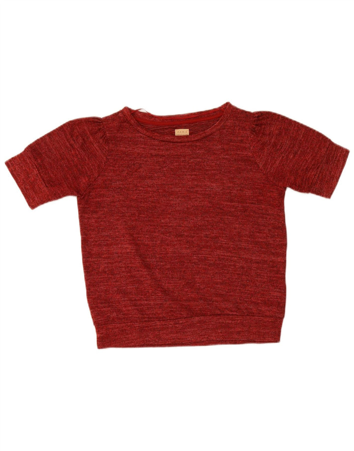 Zara T-Shirt Femme Top UK 10 Petit Polyester Moucheté Rouge