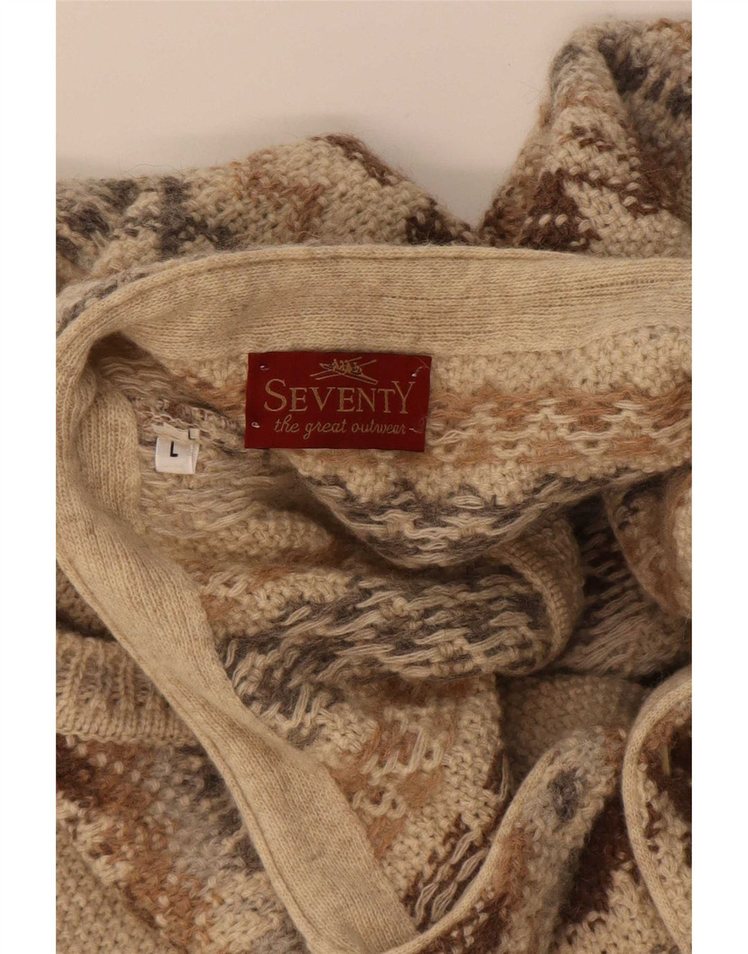 Seventy Cardigan sans manches pour homme en laine beige géométrique