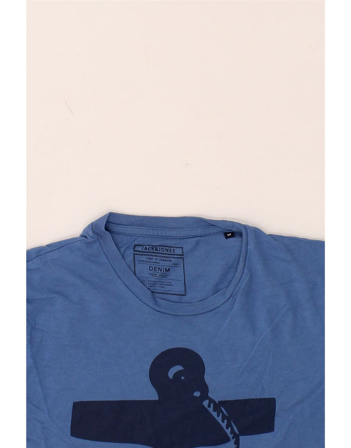JACK & JONES Mens Graphic T-Shirt Top Medium Blue Cotton Vintage Jack & Jones and Second-Hand Jack & Jones from Messina Hembry 