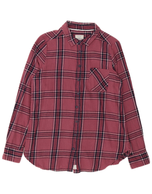 Fat Face Chemise en flanelle pour femme UK 12 coton à carreaux rose moyen