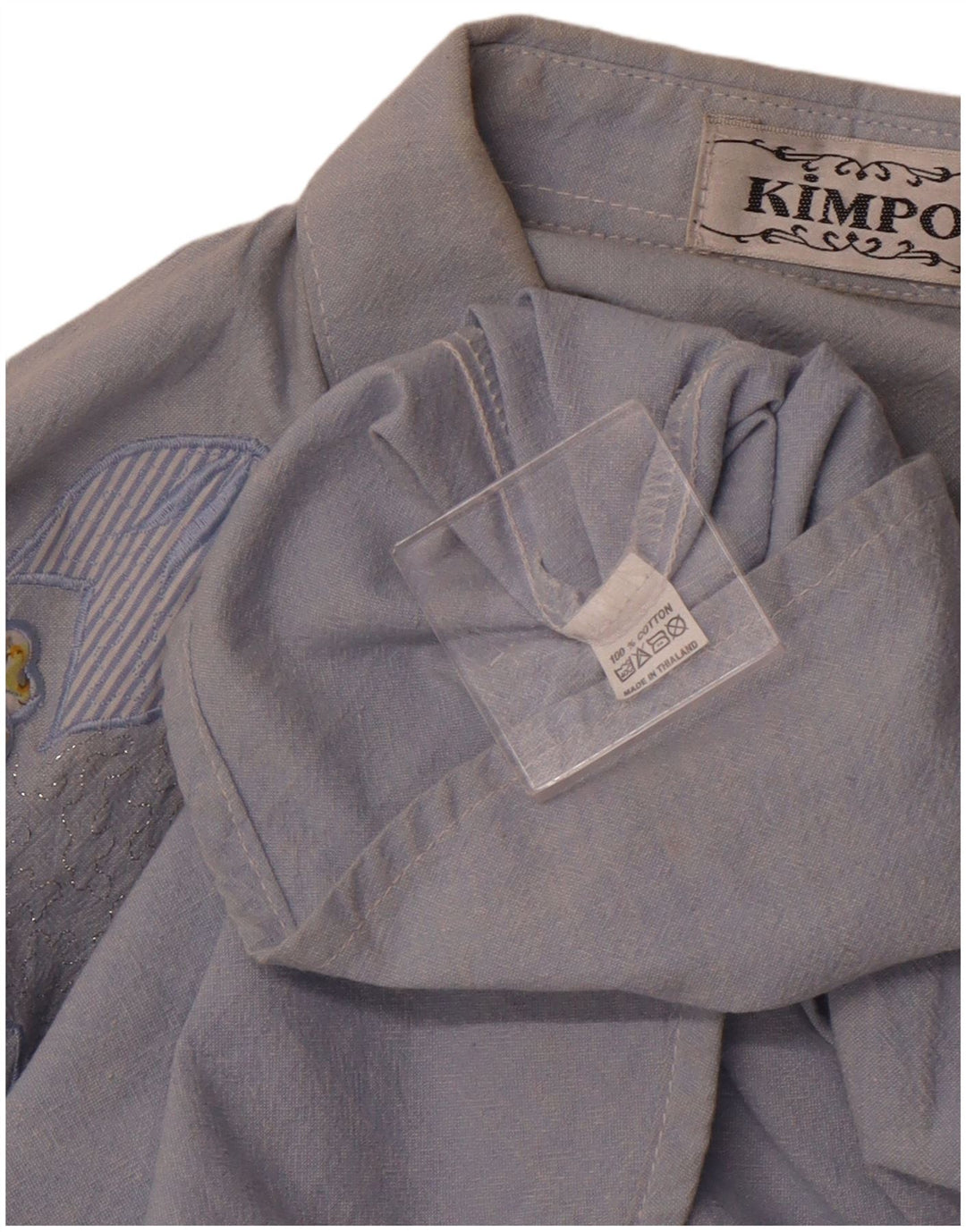 VINTAGE Chemise Femme UK 18 XL Bleu Floral Coton Rétro