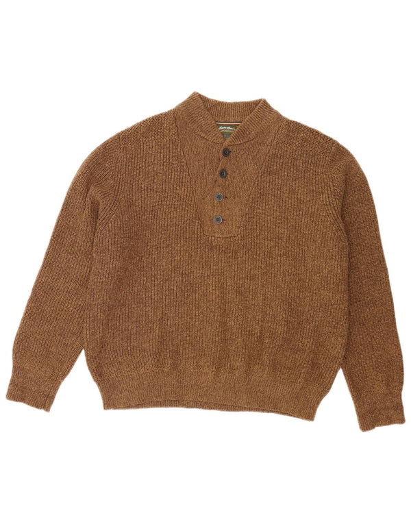 Eddie Bauer Pull à col boutonné pour homme Marron moyen moucheté
