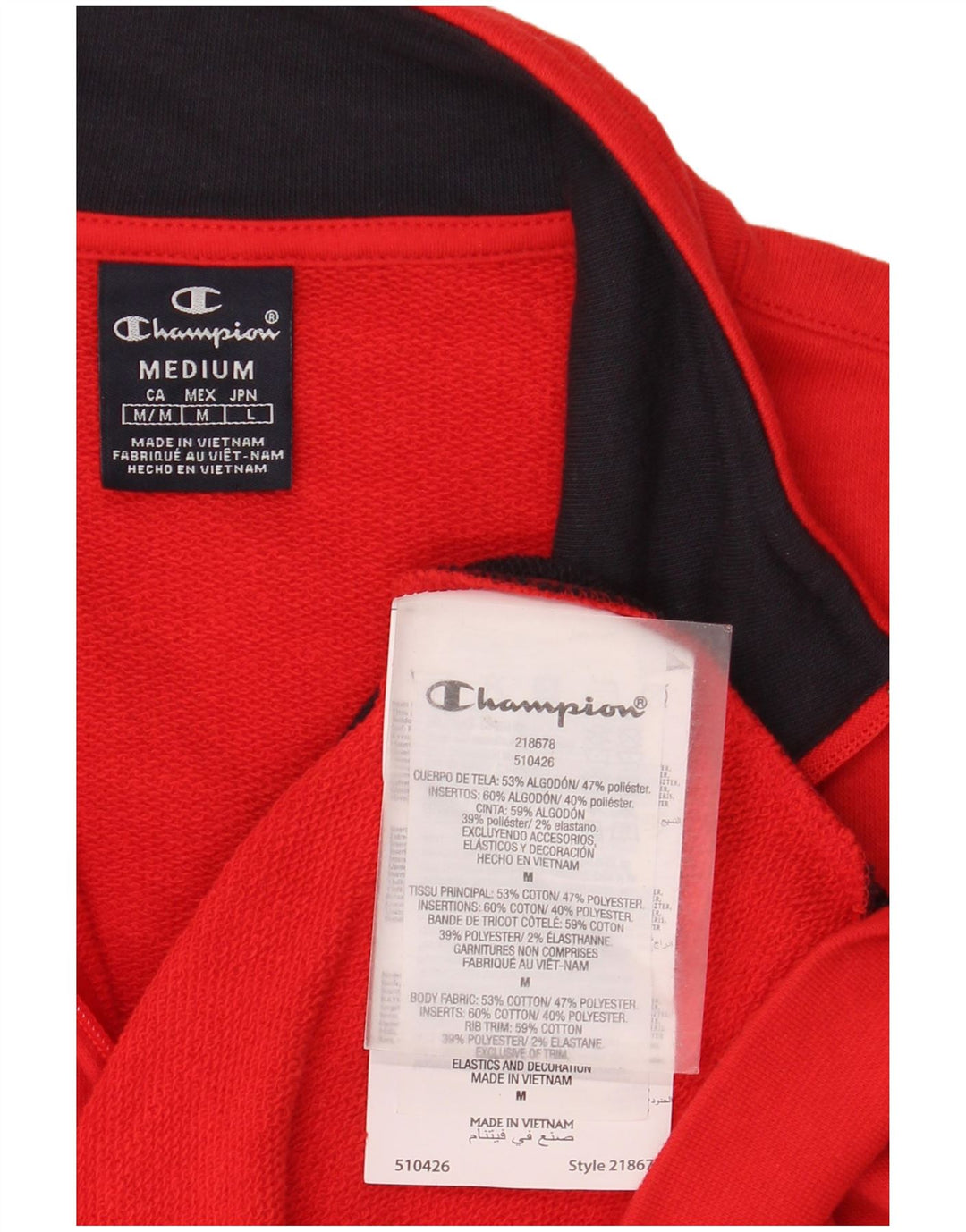 Champion Veste de Survêtement Homme Rouge Moyen Colourblock Cotton