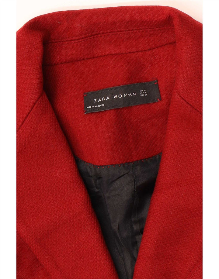 Zara Veste blazer longue à 2 boutons pour femme UK 14 Rouge moyen