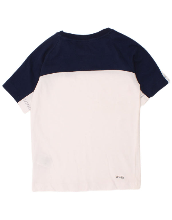 Adidas Garçon Climalite T-Shirt Top 7-8 ans Blanc Colourblock Coton