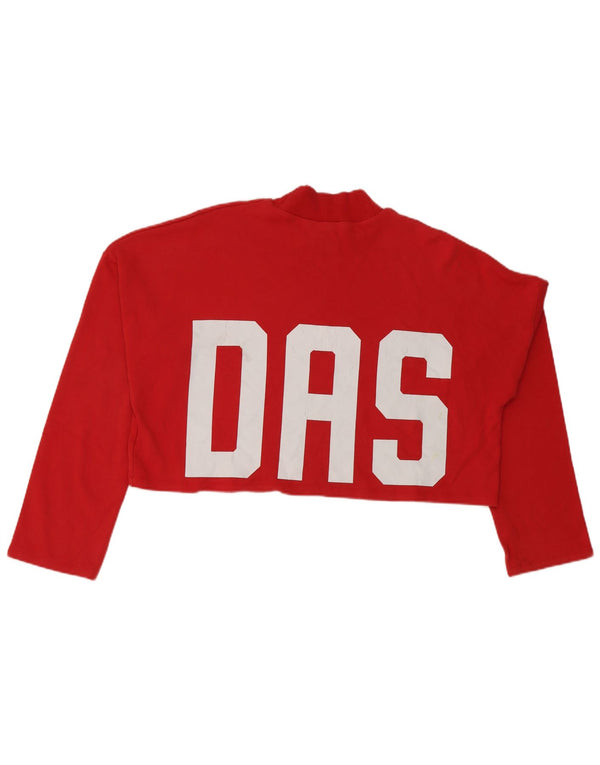 Adidas Haut court surdimensionné à manches longues pour femme UK 16 Grand coton rouge