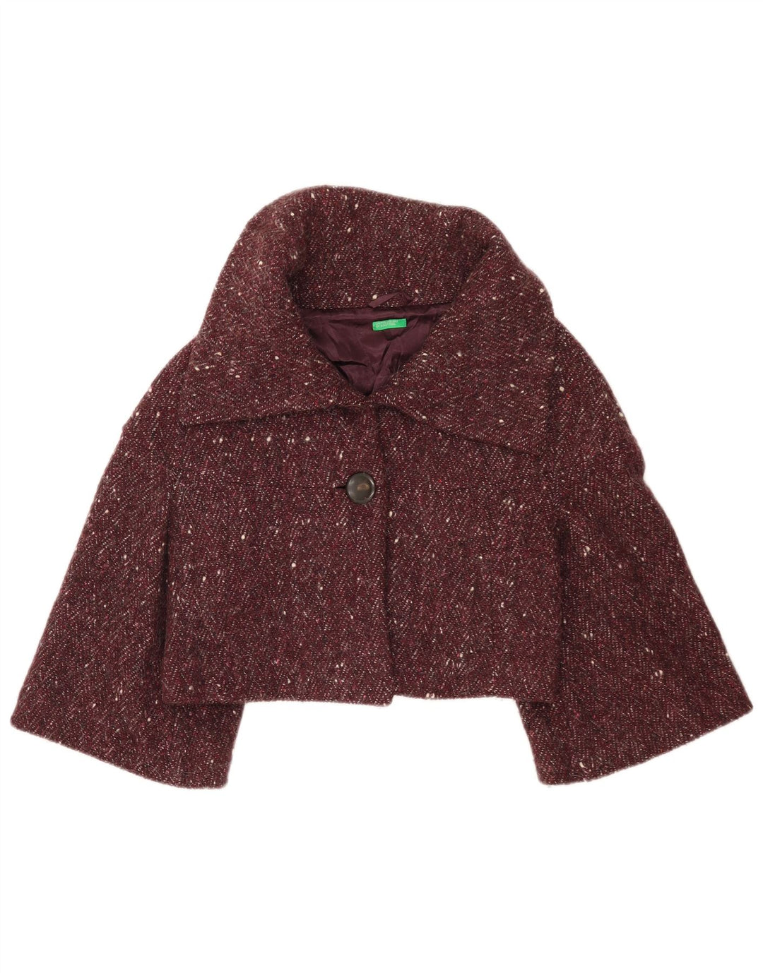 Benetton Veste Boléro Femme IT 42 Laine Mouchetée Bordeaux Moyen