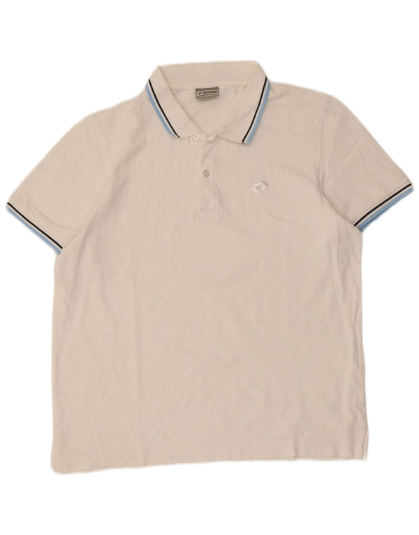 Lotto Polo Homme Large Blanc Rayé Coton