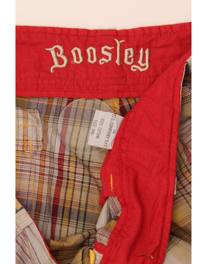 Boosley Short Cargo Homme W36 Grand Coton à Carreaux Multicolore