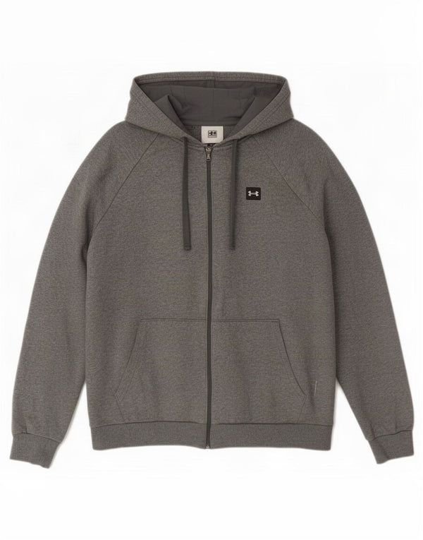 Under Armour Pull à capuche zippé Cold Gear pour homme 2XL Gris chiné en coton