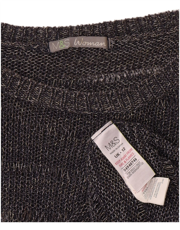 Marks & Spencer Pull col bateau pour femme UK 12 Bleu marine moyen