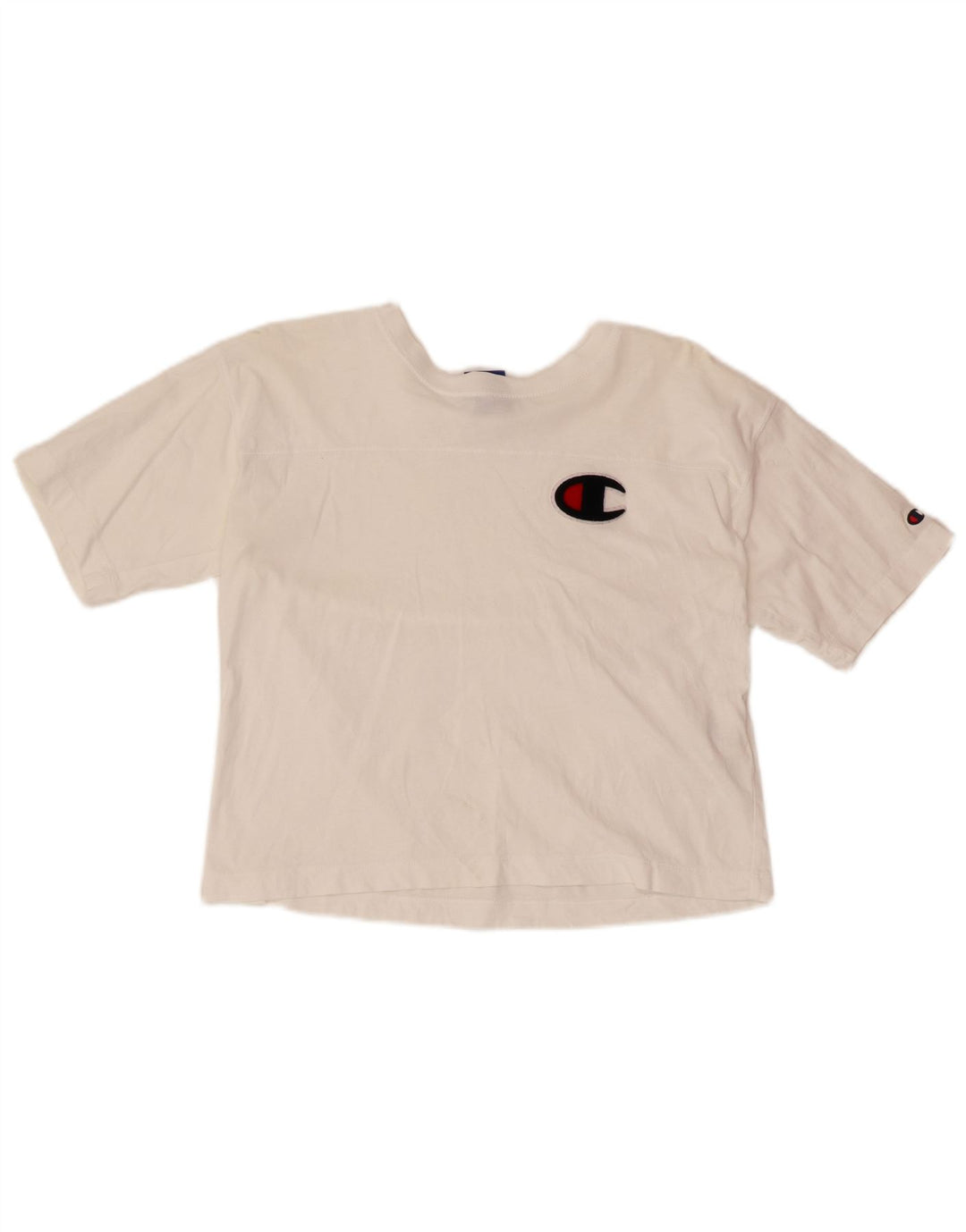 CHAMPION T-shirt court pour femme UK 10 Petit coton blanc