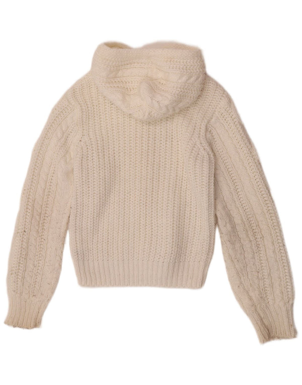 FB Sister Cardigan à capuche avec fermeture éclair pour femme UK 10 Petit acrylique blanc