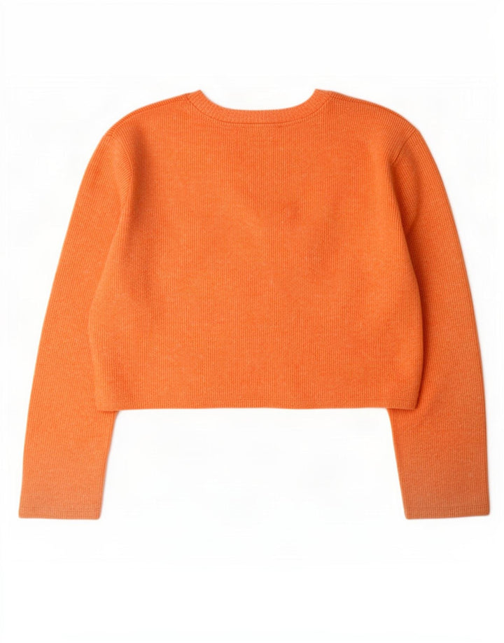 Zara Womens Crop Oversize Top Manches Longues UK 10 Petit Orange Polyester