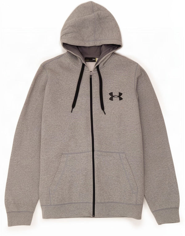 Under Armour Pull à capuche zippé pour homme Large Gris Coton