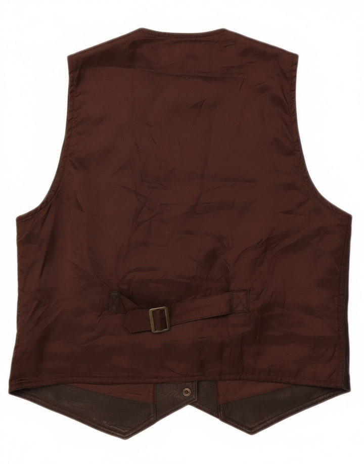 gilet en cuir homme vintage marron moyen