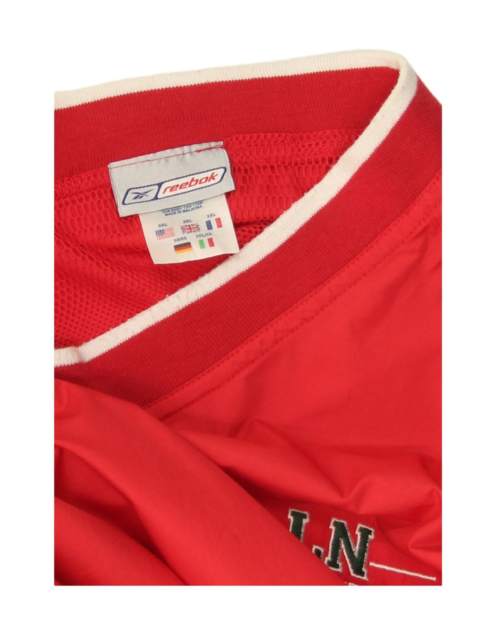 Reebok Haut de Survêtement Graphique Pull Homme 2XL Rouge Rayé Polyester Sports