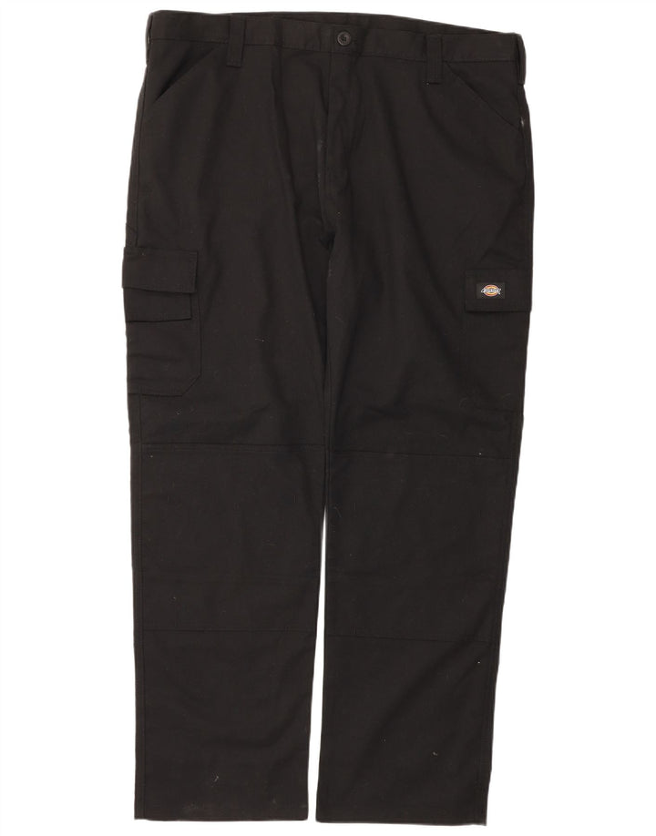 DICKIES Mens Straight Cargo Trousers W44 L32  Black Polyester
