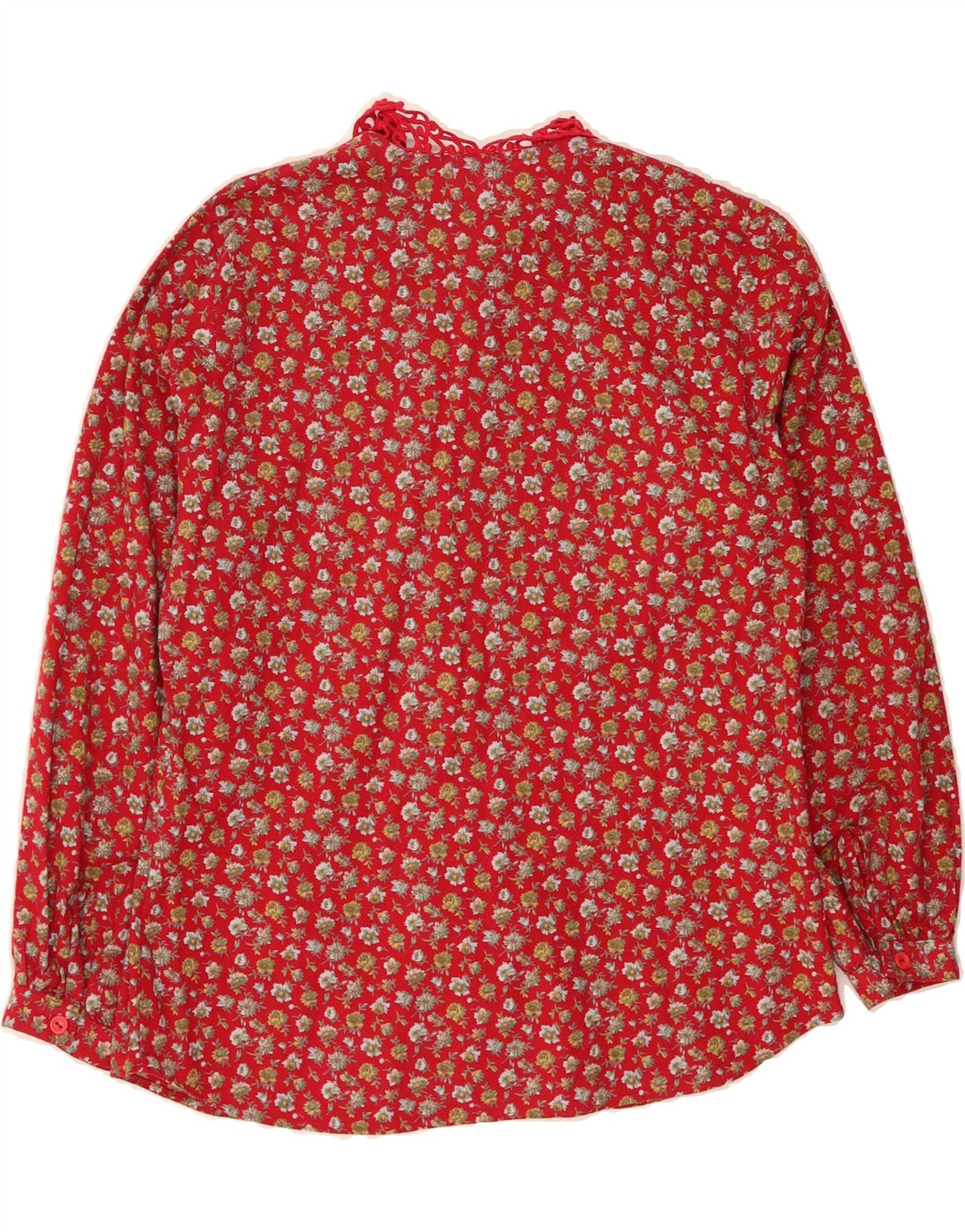 BENETTON Womens Shirt Blouse IT 44 Medium Red Floral Cotton Vintage Benetton and Second-Hand Benetton from Messina Hembry 