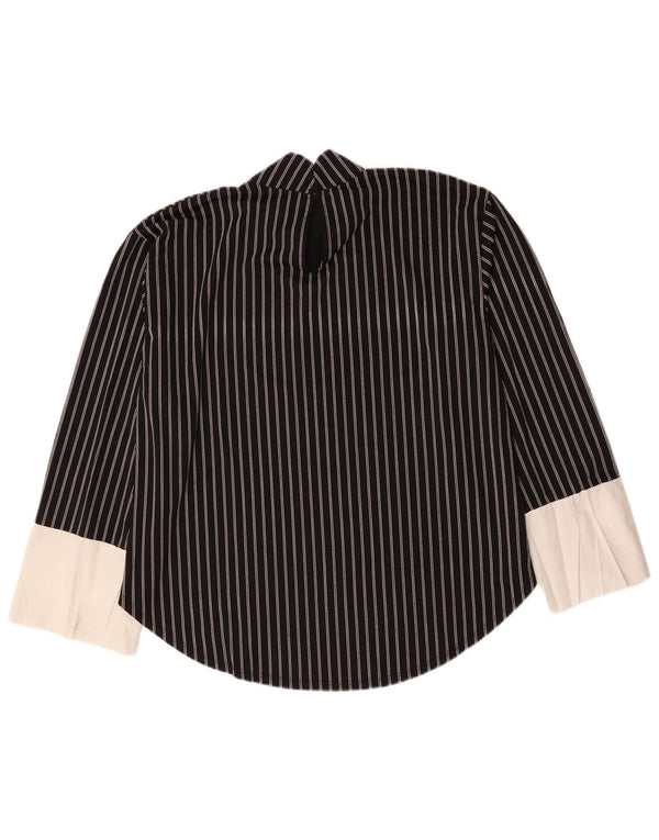Zara Womens Trafaluc Blouse à manches longues Top UK 14 Medium Noir Rayé