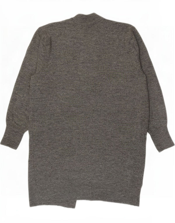 Zara Womens Longline Open Cardigan Sweater UK 14 Acrylique Gris Moyen