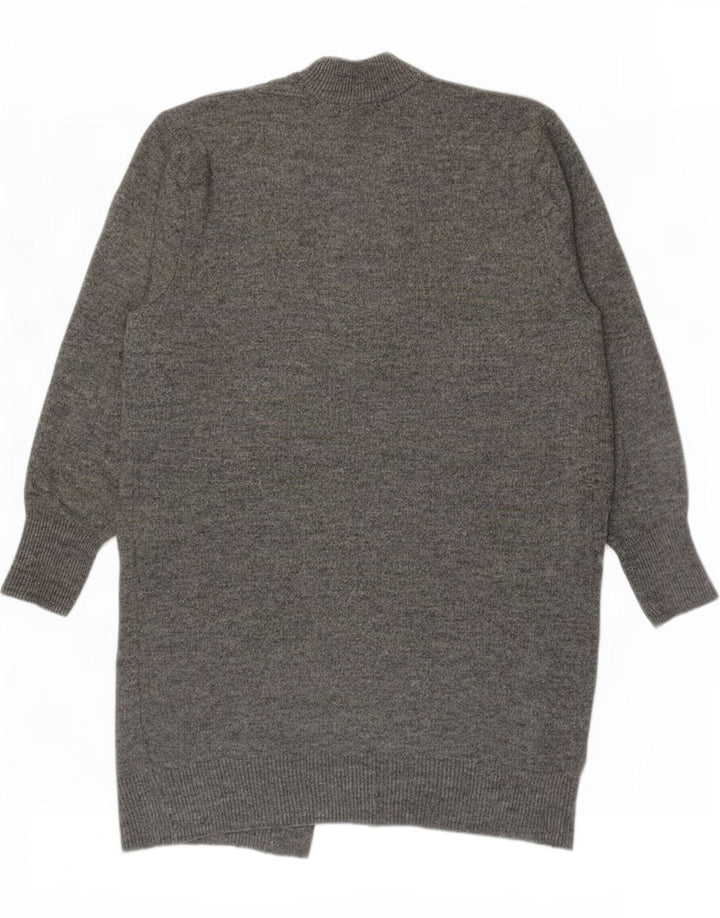 Zara Womens Longline Open Cardigan Sweater UK 14 Acrylique Gris Moyen
