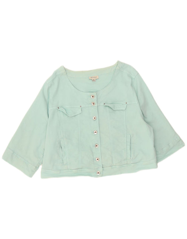 Marks & Spencer Veste en jean courte à manches 3/4 pour femme UK 22 3XL Turquoise