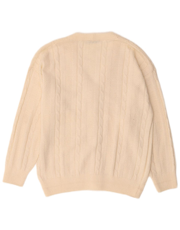 Blue Eyes Cardigan pour homme en coton blanc cassé moyen