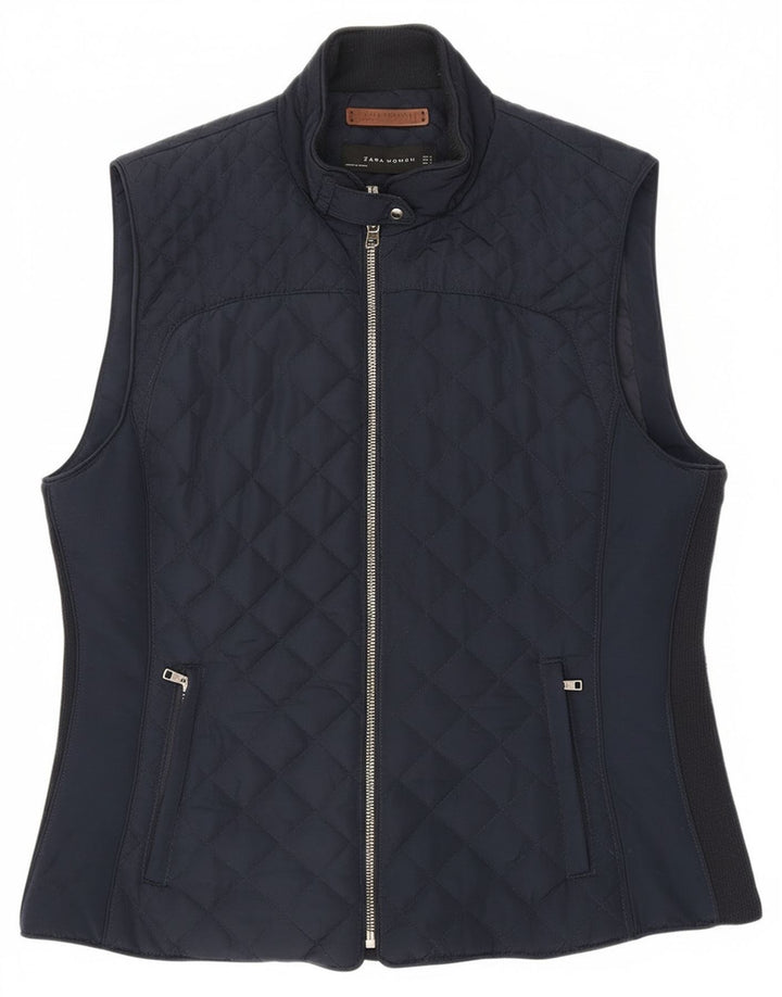 Zara Femme Gilet matelassé UK 18 XL Bleu Marine Polyester