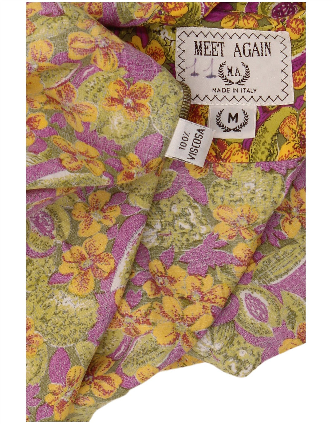 Chemise à manches courtes vintage pour homme en viscose florale multicolore moyenne