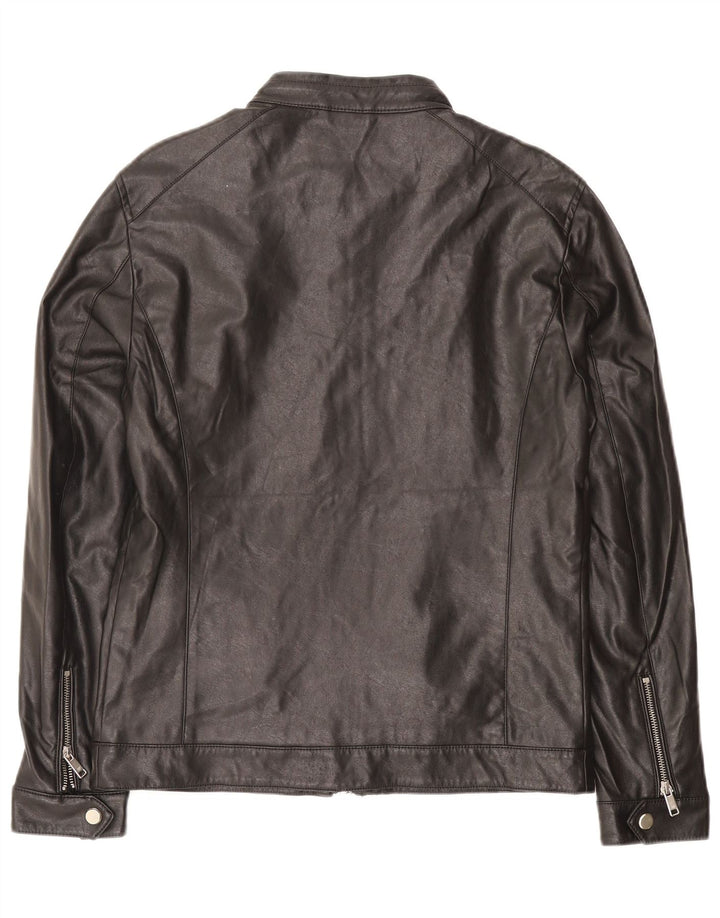 Zara Veste en cuir pour homme UK 38 Medium Noir