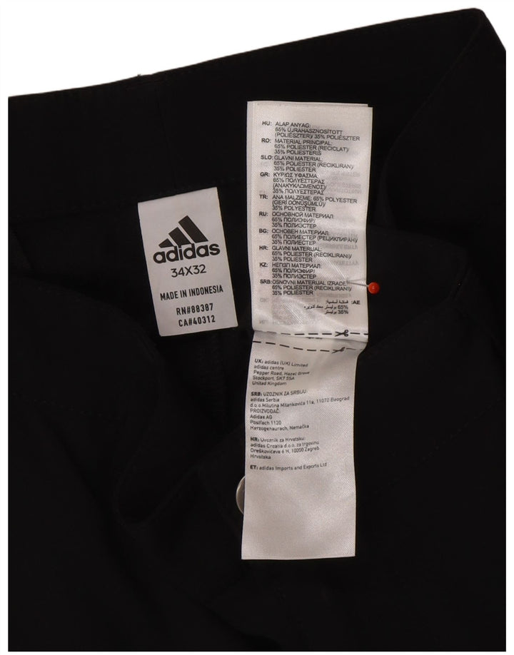 ADIDAS Mens Slim Casual Trousers W34 L32 Black Polyester