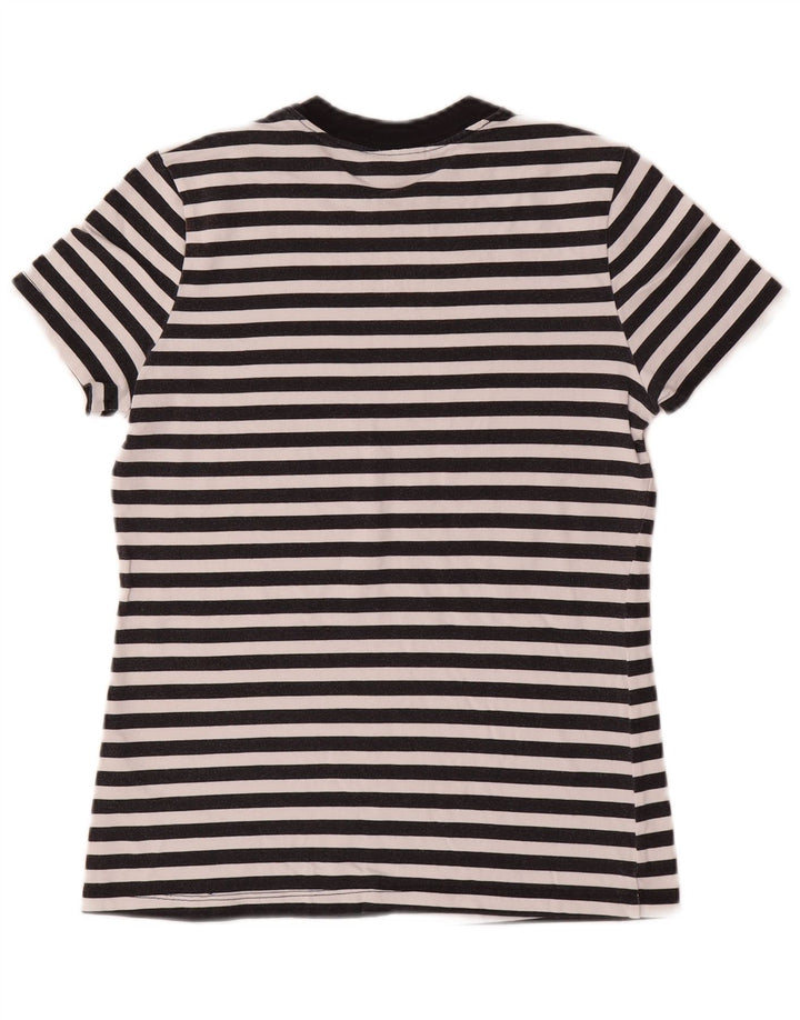 NIKE T-shirt graphique pour femme UK 10 Petit coton rayé noir